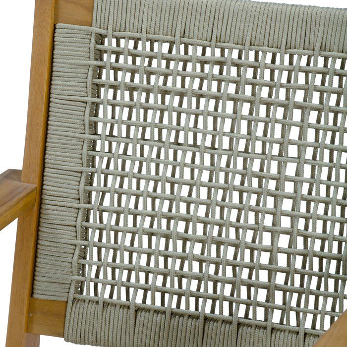 Low armchair in FSC Acacia wood and woven resin - 1 person - Merida - Olive green