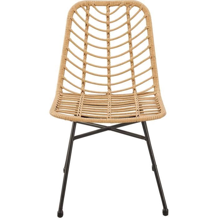 Set of 2 garden chairs - Natural imitation rattan - Steel frame - W63.5 x H 86 x D 48 cm