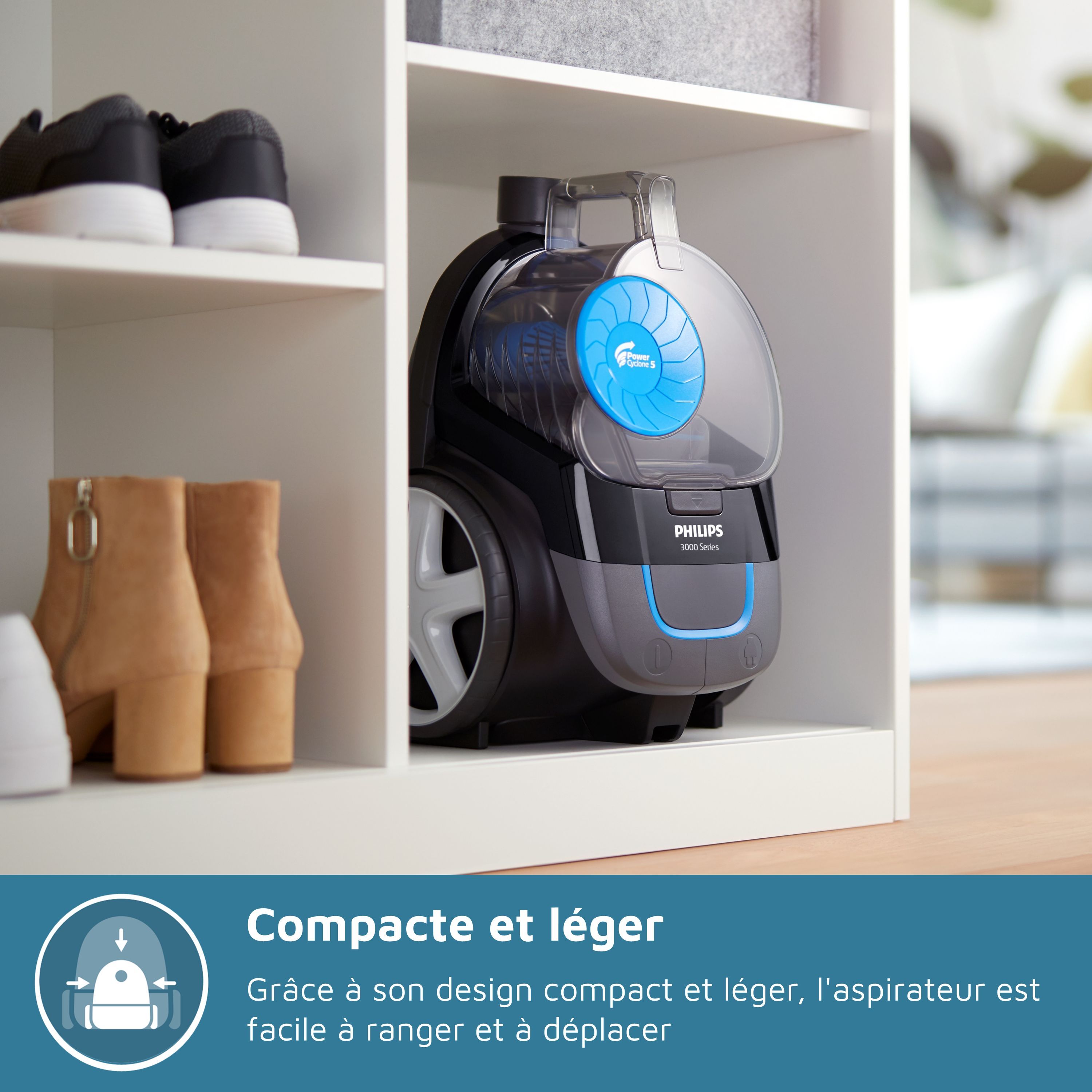 Bagless vacuum cleaner - PHILIPS FC9331/09 - 900 W - 1.5 L - Black and deep blue