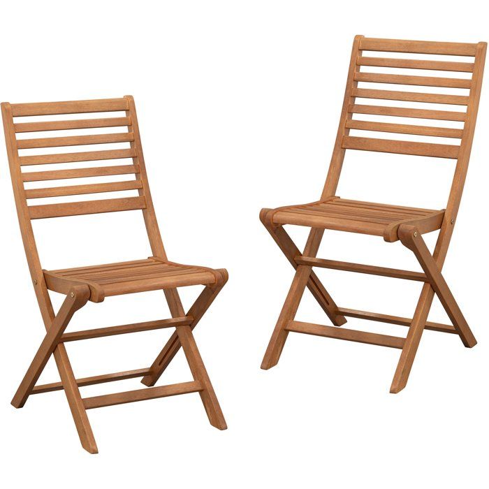 Set of 2 FSC eucalyptus folding garden chairs - 57.5x46.5x90cm
