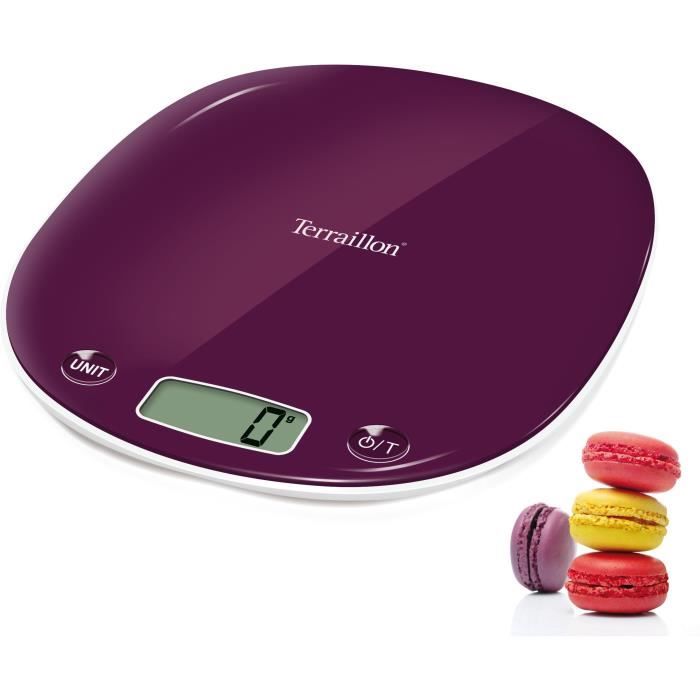 Electronic kitchen scale - TERRAILLON - MACARON Plum - Capacity 5 Kg - Elegant design