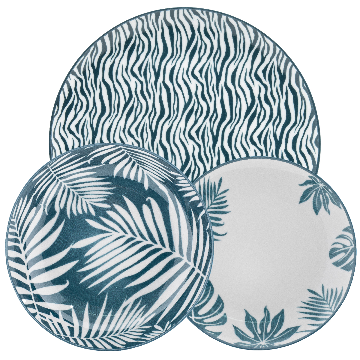 18-piece tableware (6 flat plates, 6 bottoms, 6 fruits) Ø 27 cm, Ø 21 cm, Ø 19 cm - Merida