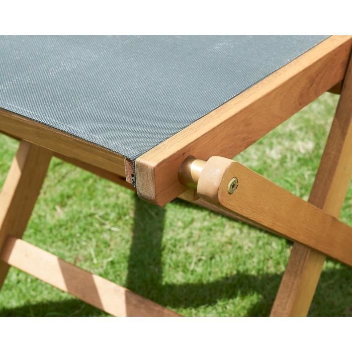 Set of 4 FSC acacia wood garden chairs and textilene seat - 50 x 57 x 90 cm - Grey