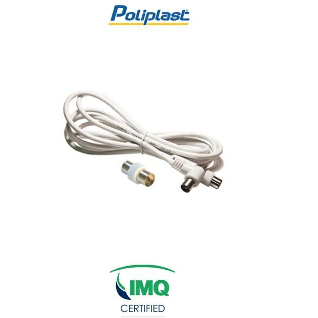 POLIPLAST CAVO ANTENNA 3MT FEMMINA+ADATTATORE MASCHIO BIANCO 100303BI