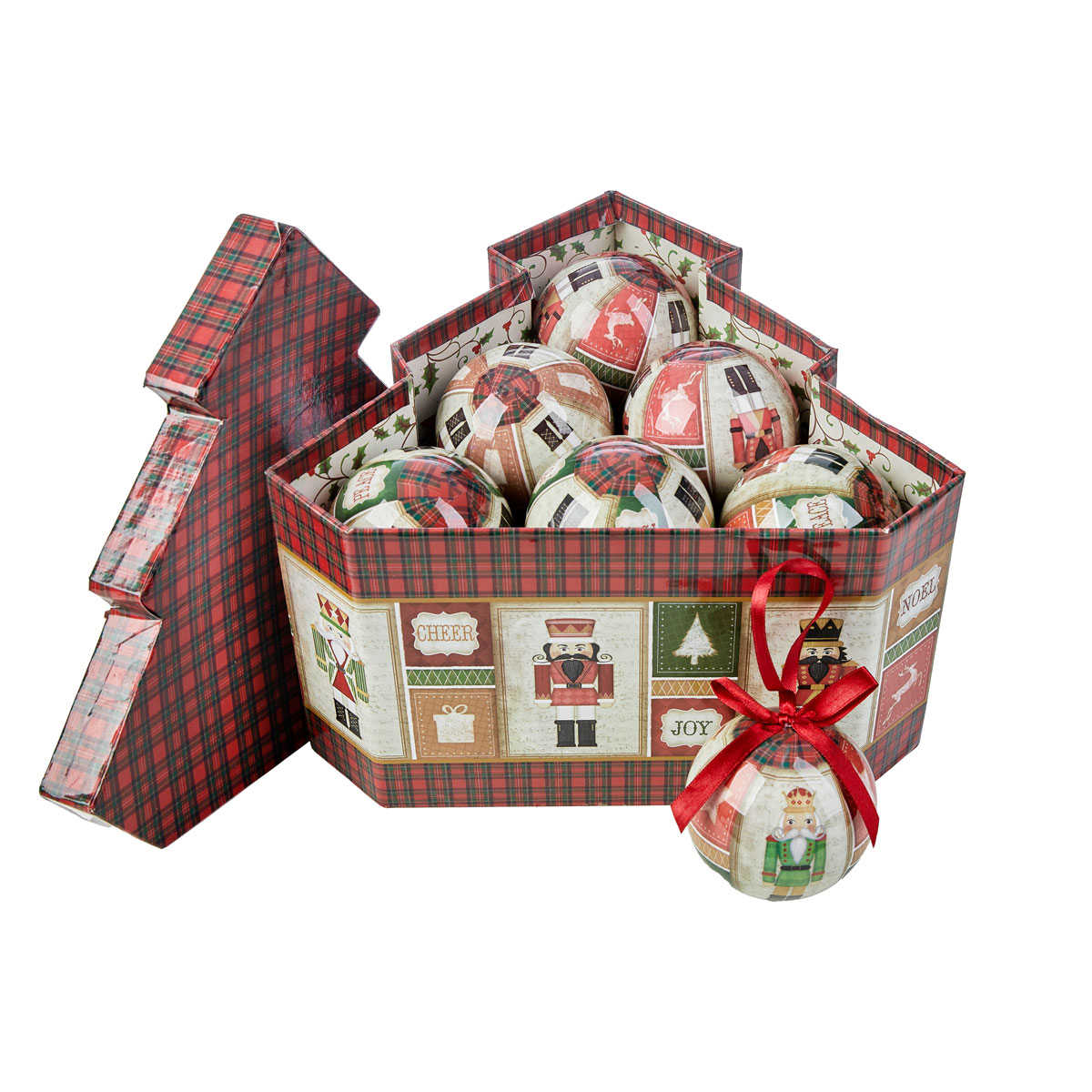 Set of 12 tree decorations tree gift box Ø 7.5 cm - Decor