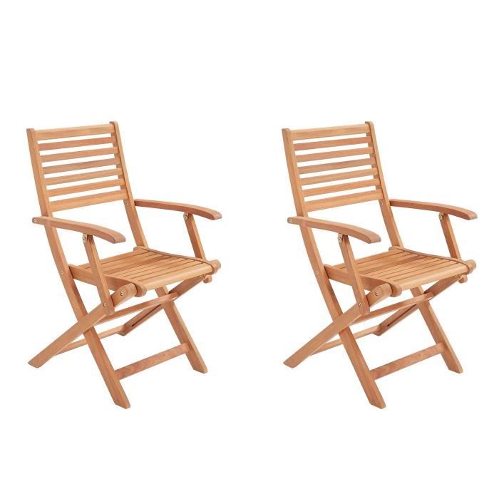 Set of 2 FSC eucalyptus folding garden chairs - 57.5x56x90cm