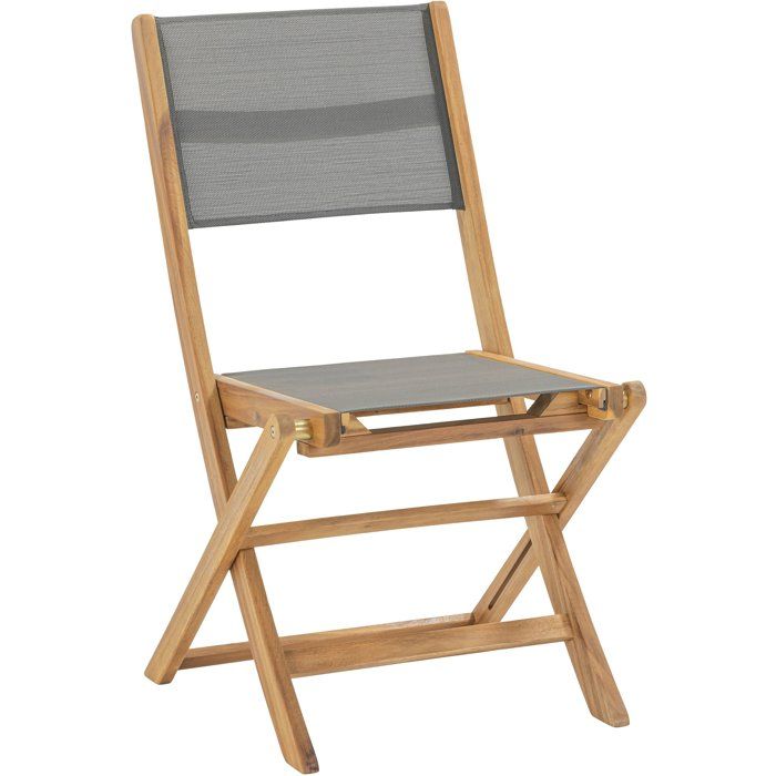 Set of 2 chairs in FSC acacia wood and textilene - Grey