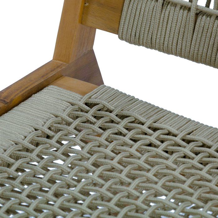 Low armchair in FSC Acacia wood and woven resin - 1 person - Merida - Olive green