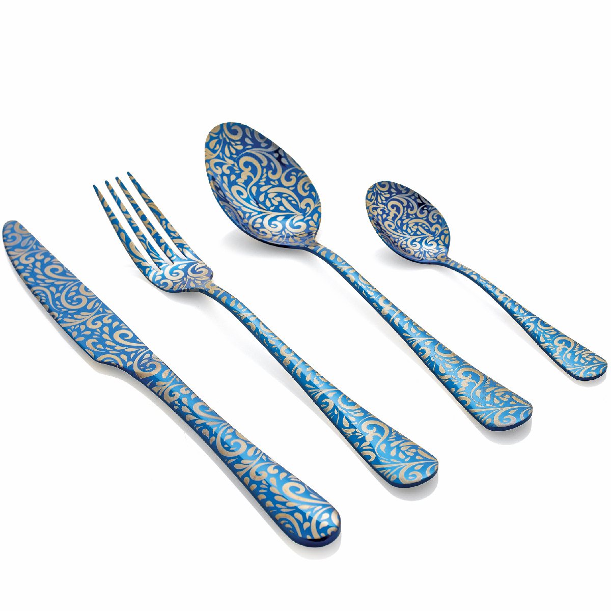 24 pc table cutlery set in polished PVD steel - Arabesque