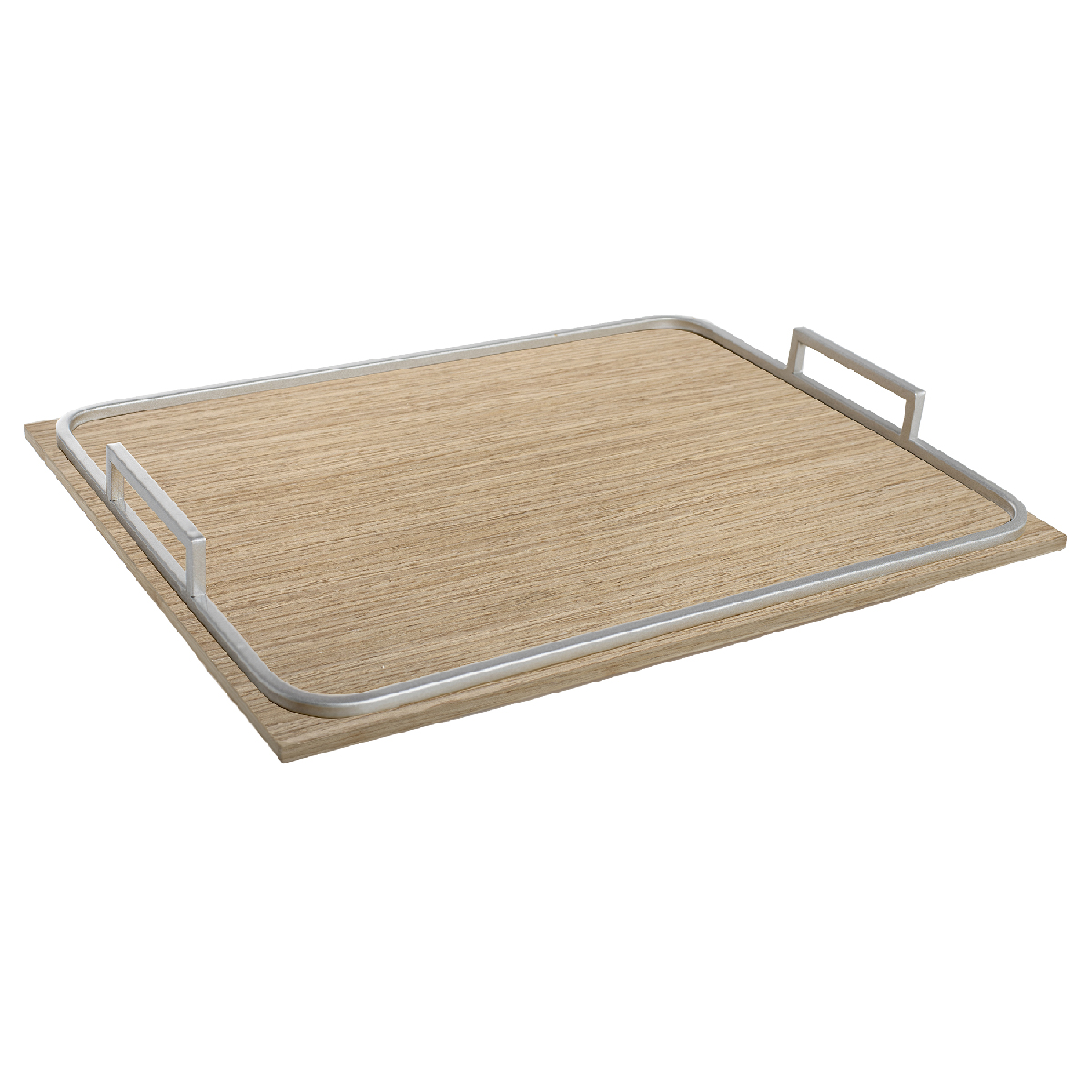 Wooden tray with metal handles 49 x 36.5 cm - Birch