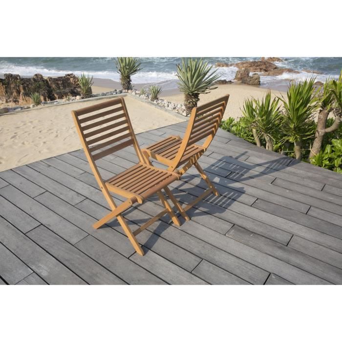 Set of 2 FSC eucalyptus folding garden chairs - 57.5x46.5x90cm
