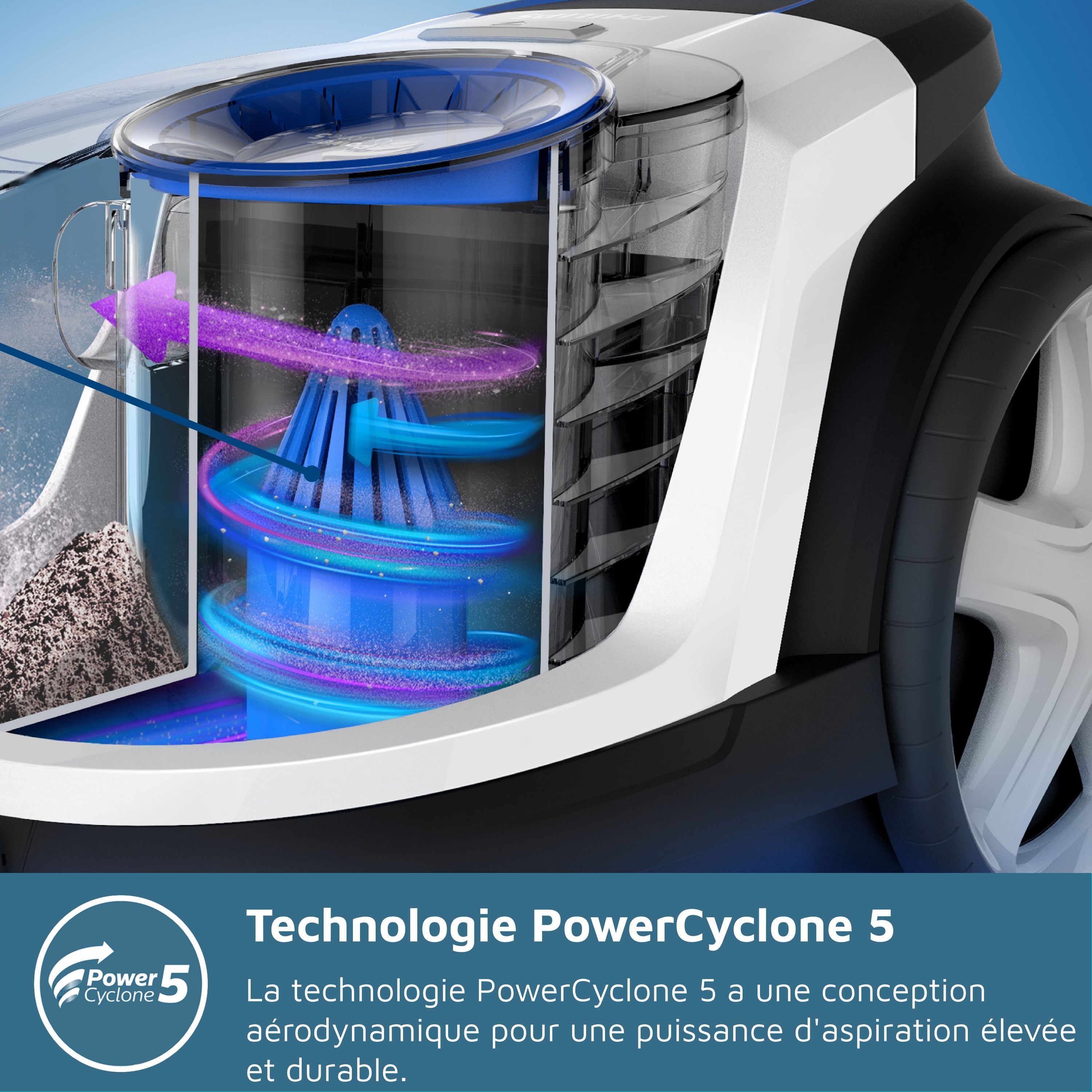 Bagless vacuum cleaner - PHILIPS FC9331/09 - 900 W - 1.5 L - Black and deep blue