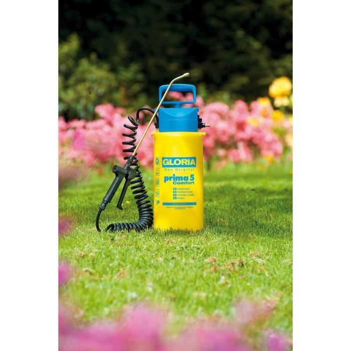 GLORIA - Prima 5 Comfort - 5L pressure atomizer with brass lance and nozzle and 2m50 spiral tube