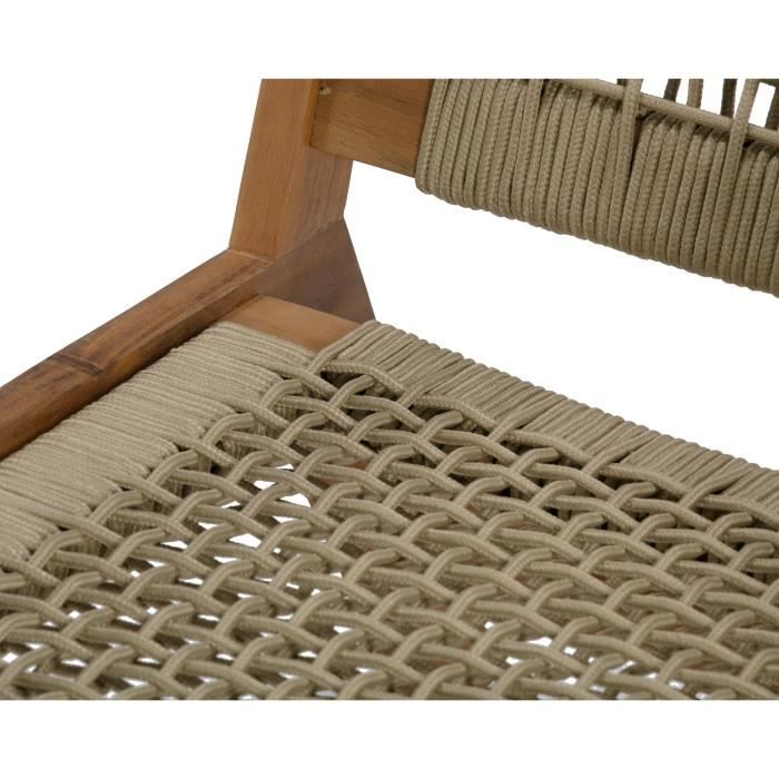 Low armchair in FSC Acacia wood and woven resin - 1 person - Merida - Olive green