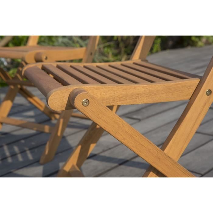 Set of 2 FSC eucalyptus folding garden chairs - 57.5x46.5x90cm