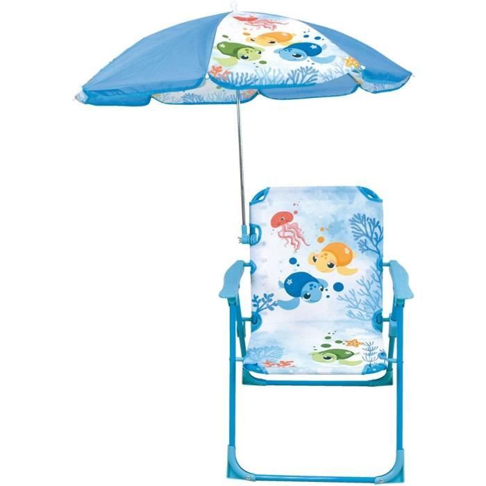 Garden furniture - FUN HOUSE - Ma Petite Carapace Tortue chair H.53 x L.38.5 x D.37.5 cm with 65 cm parasol - For children!