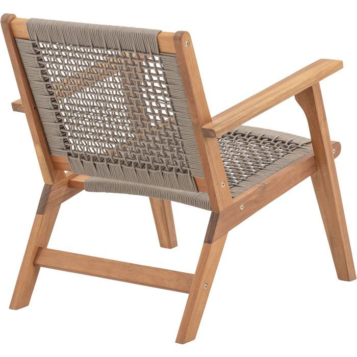 Low armchair in FSC Acacia wood and woven resin - 1 person - Merida - Olive green