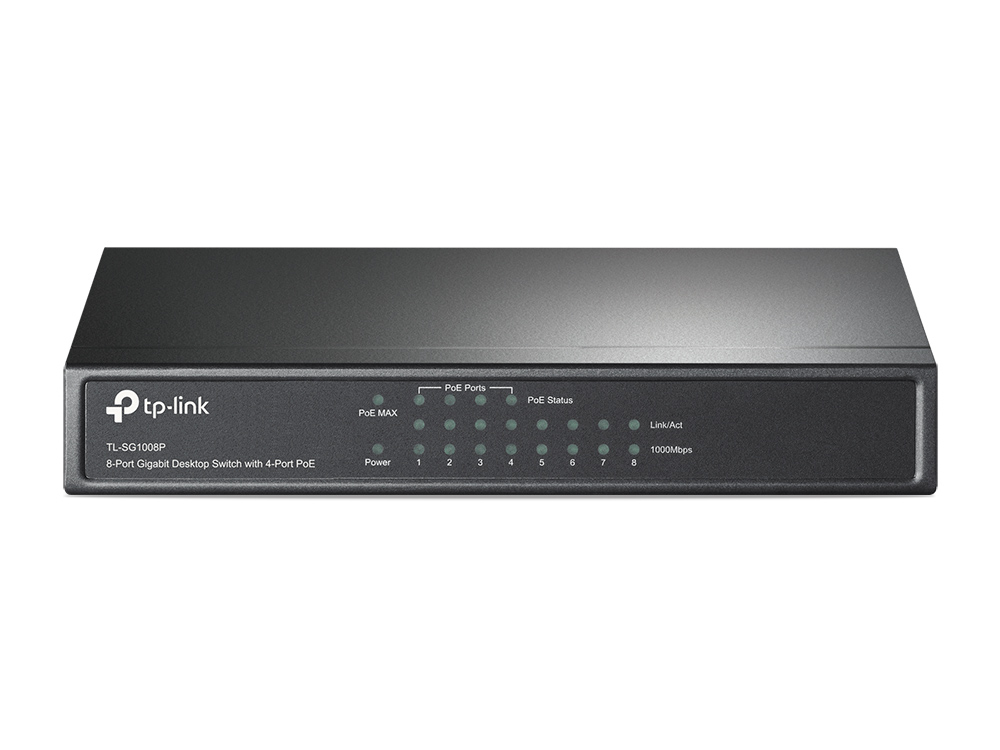 TPLINK HUB SWITCH 8 PORTE GIGABIT 4 PORTE POE 10/100/1000 TL-SG1008P