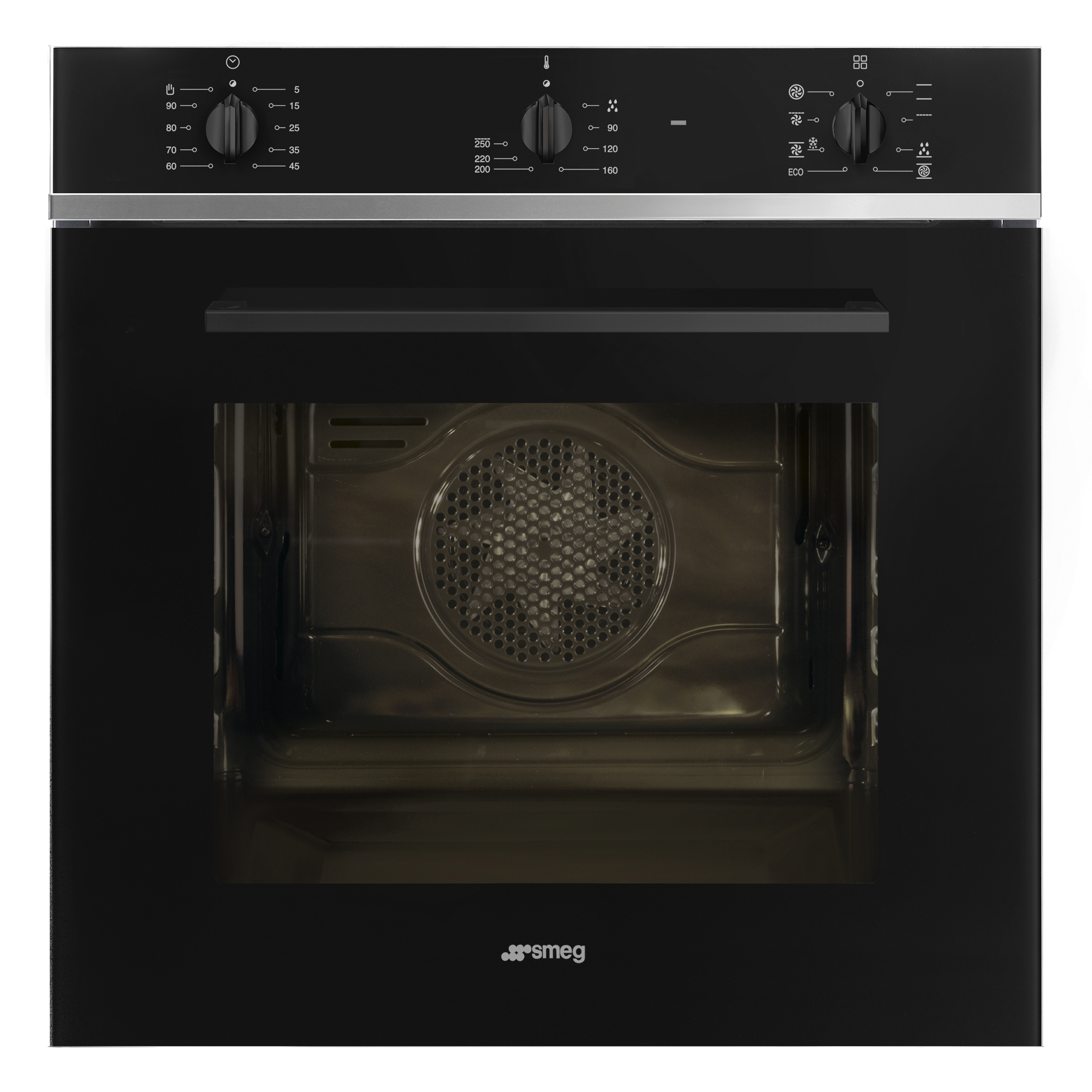 Smeg HEAT-VENTILATED 3MAN built-in oven. 70LT 60CM BLACK STEAM SF64M3TB
