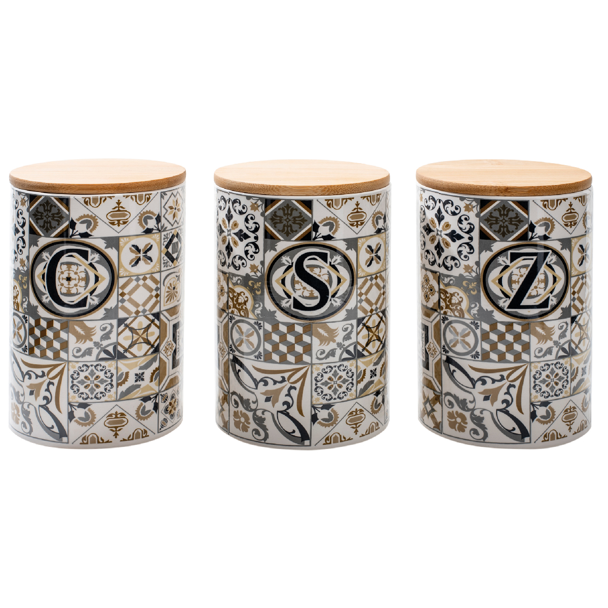 Set of 3 ceramic jars with airtight lid Ø 11 x h 16 cm - 1 l - Ostuni