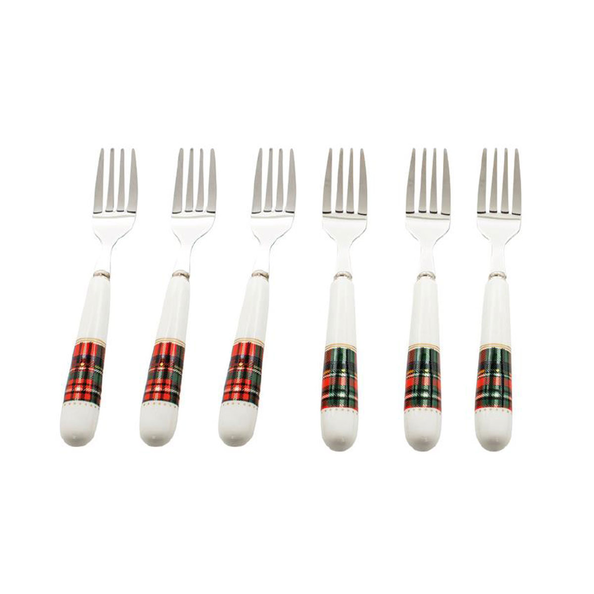 Set of 6 porcelain and steel dessert forks - Kilty