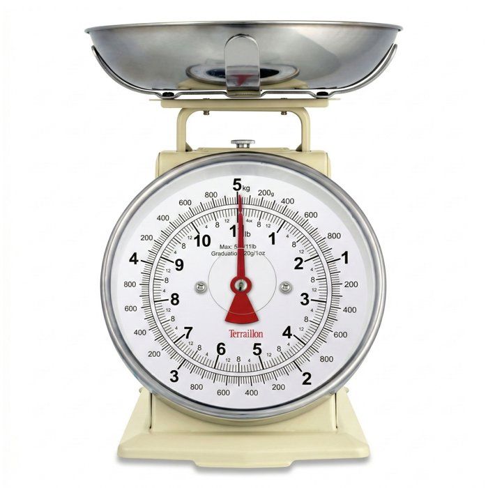 Mechanical kitchen scale - TERRAILLON - TRAD 500 Creme - Capacity 5 Kg - Retro style - Tray 1 L