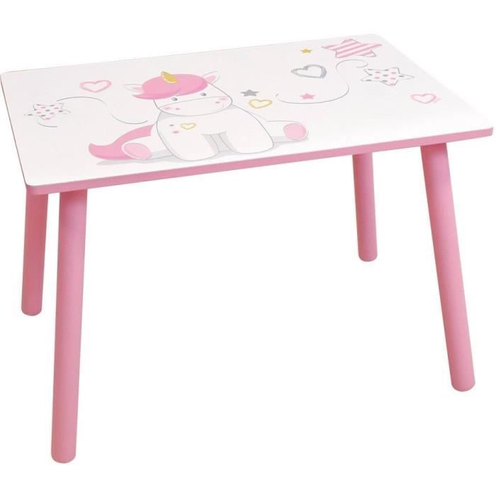 FUN HOUSE - Unicorn table h 41.5 cm x w 61 cm x d 42 cm with a chair h 49.5 cm x w 31 cm x d 31.5 cm for children