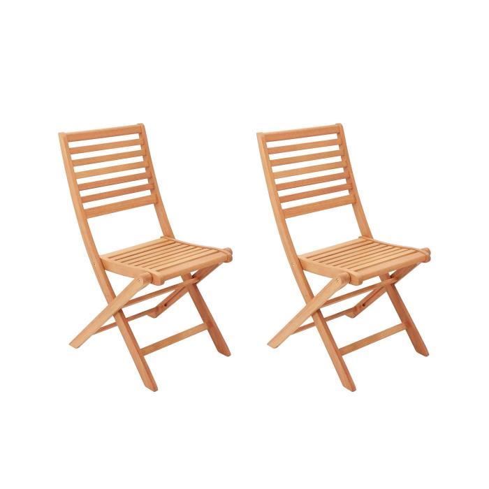 Set of 2 FSC eucalyptus folding garden chairs - 57.5x46.5x90cm