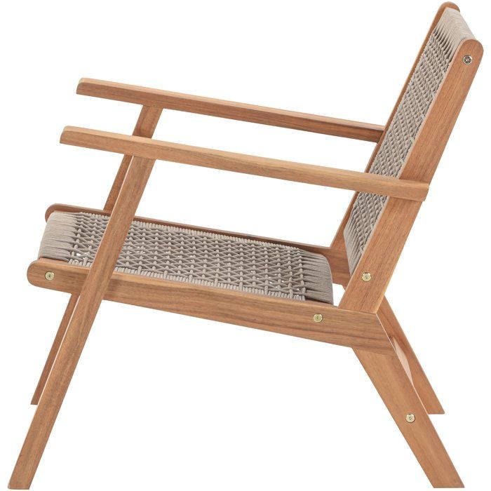 Low armchair in FSC Acacia wood and woven resin - 1 person - Merida - Olive green
