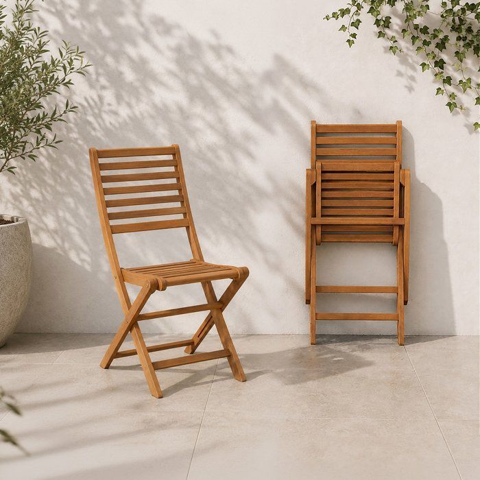 Set of 2 FSC eucalyptus folding garden chairs - 57.5x46.5x90cm