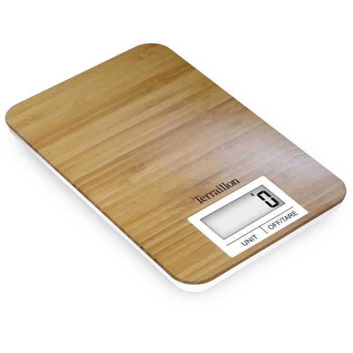 Electronic kitchen scale - TERRAILLON - BAMBOO - Capacity 3 Kg - Bamboo top