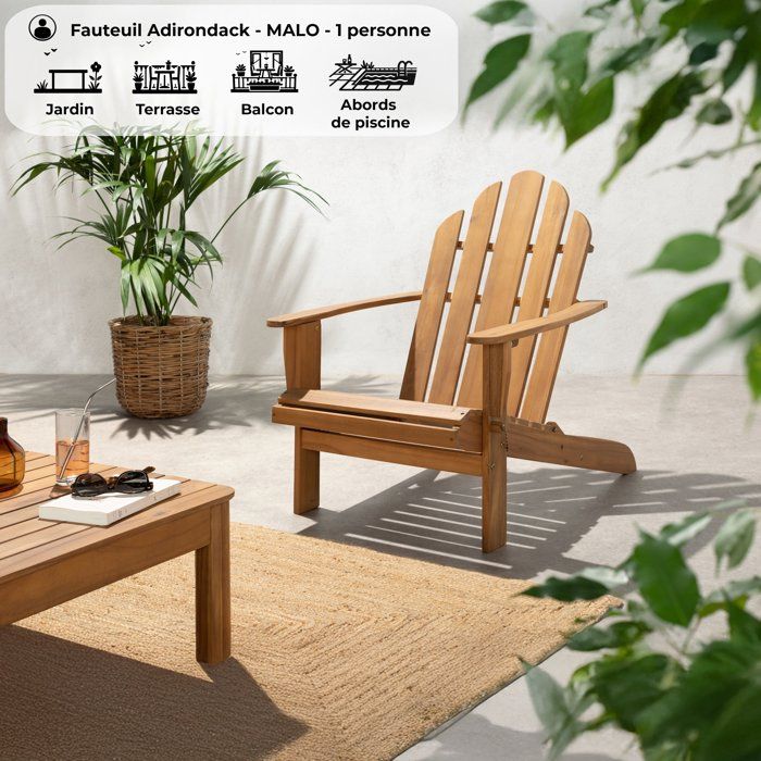 FSC acacia reclining garden chair - 72.5 x 89.5 x H.94 cm
