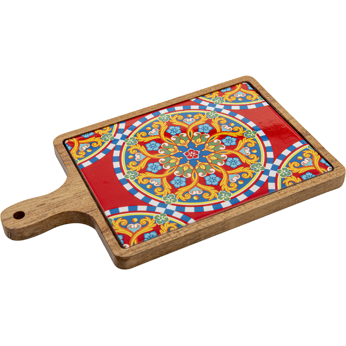 Cheese board with wooden base and ceramic insert 29 x 17 cm - Etna