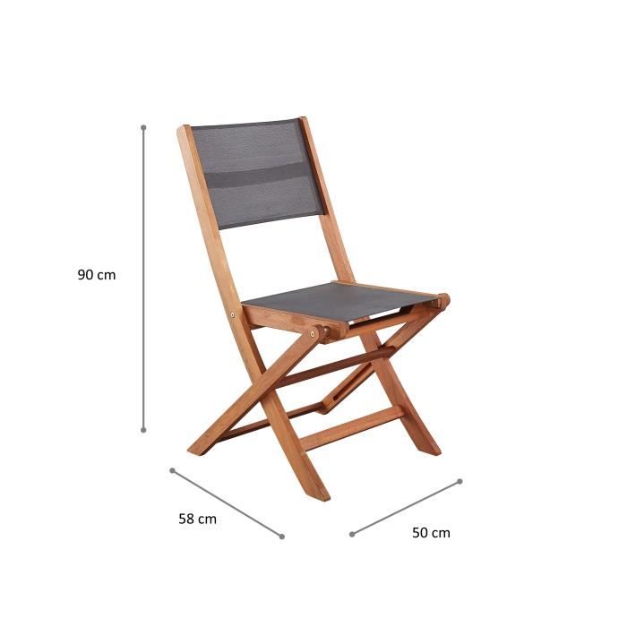 Set of 2 chairs in FSC acacia wood and textilene - Grey
