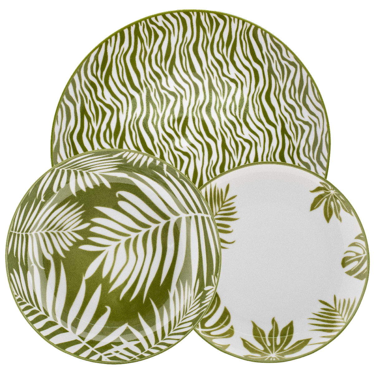 18-piece tableware (6 flat plates, 6 bottoms, 6 fruits) Ø 27 cm, Ø 21 cm, Ø 19 cm - Panama