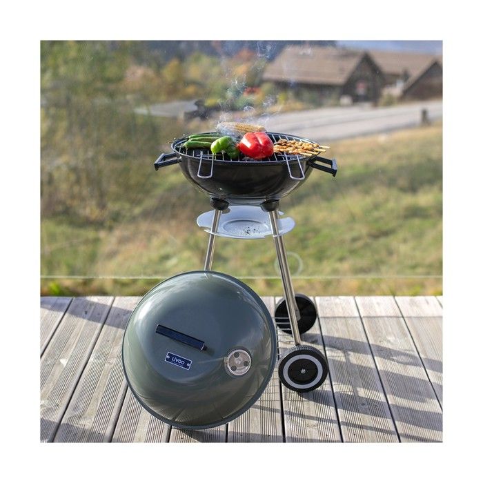 Charcoal barbecue - LIVOO - DOC172K - ø41 cm - Chromed steel grill - Height 69.5 cm - Handles - 2 toothed wheels