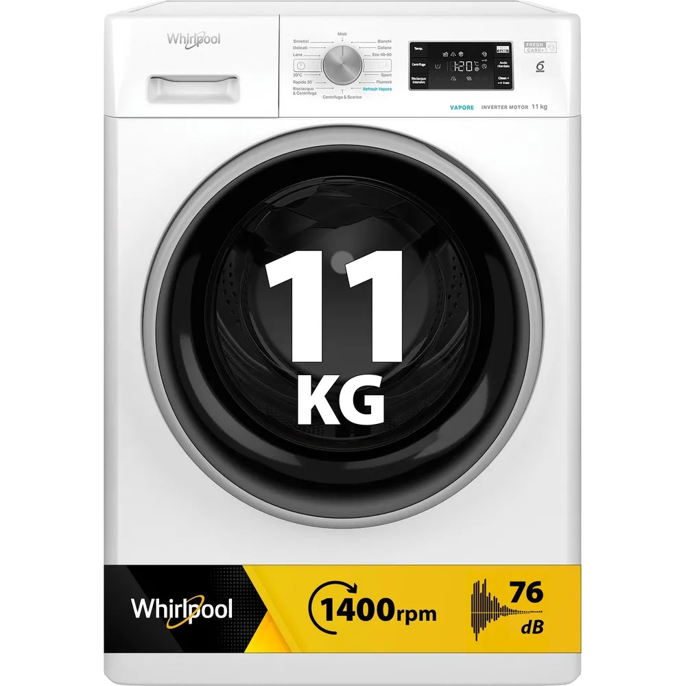 Washing machine 11 kg Whirlpool 6° SENSO INVER/VAP A 1400GIRI FFB 1148 BSV IT