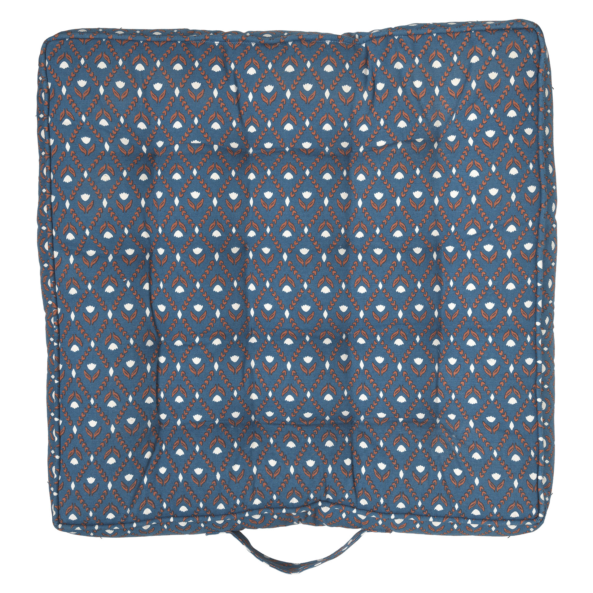 Cotton canvas pillow. Floral print with stitched border Removable lining and polyester padding. 50 x 50 x h 8 cm - Pratum