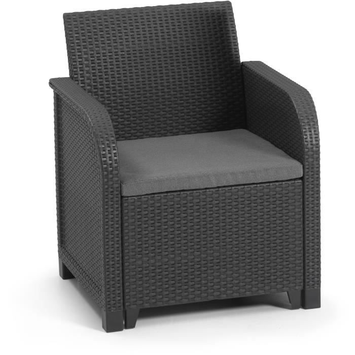 ALLIBERT by KETER - SanRemo armchair - woven rattan imitation - graphite grey