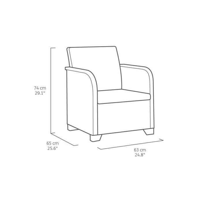 ALLIBERT by KETER - SanRemo armchair - woven rattan imitation - graphite grey