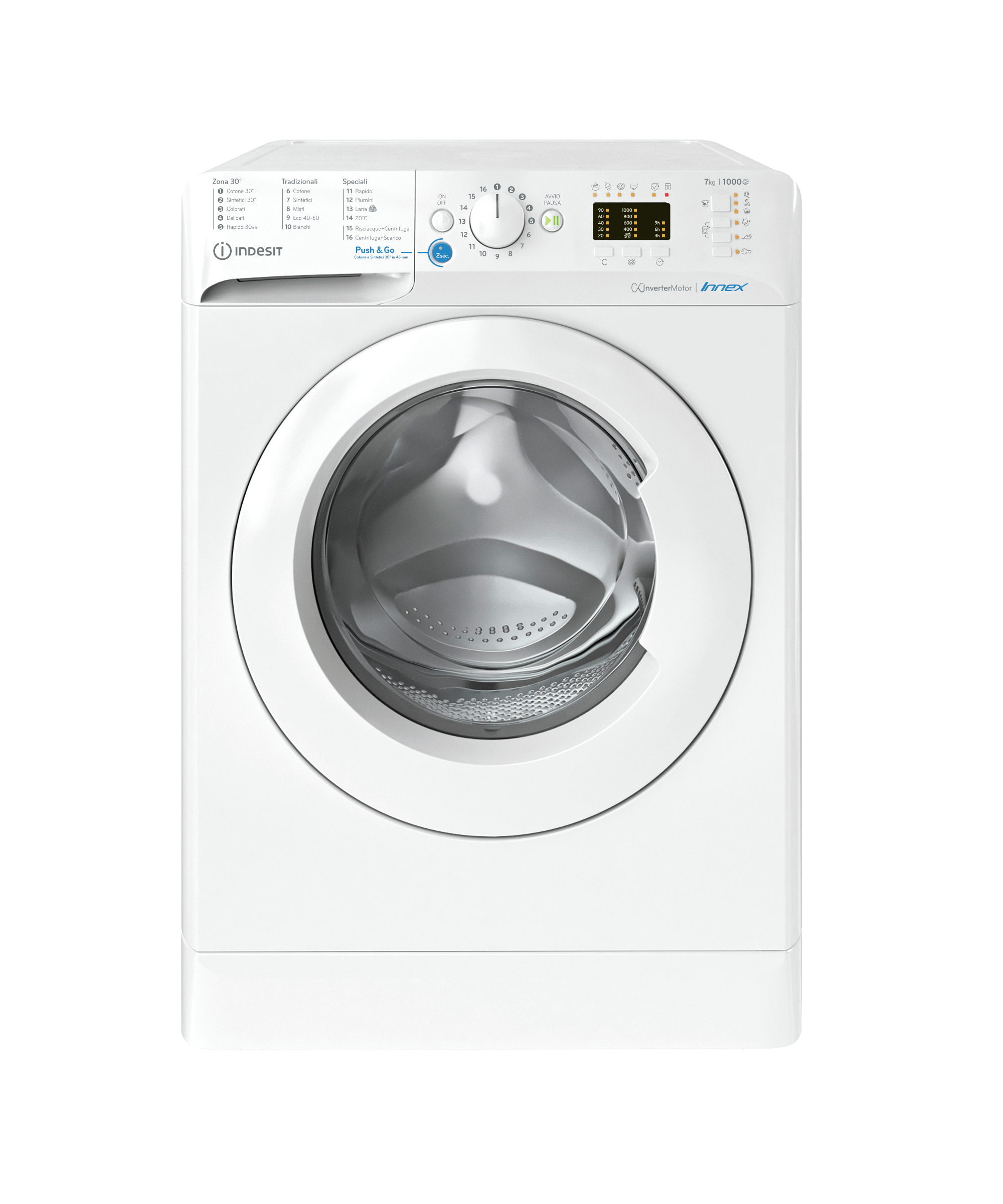 Washing machine 7 kg Indesit 1000GIRI DISPLAY LED BWA 71083X W IT