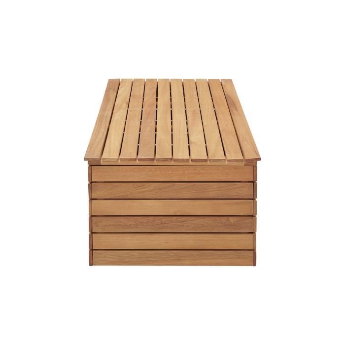 Garden chest 190L in exotic eucalyptus wood FSC - 190 L - 48.5 x 109.5 x 37 cm - With wheels - Teak effect