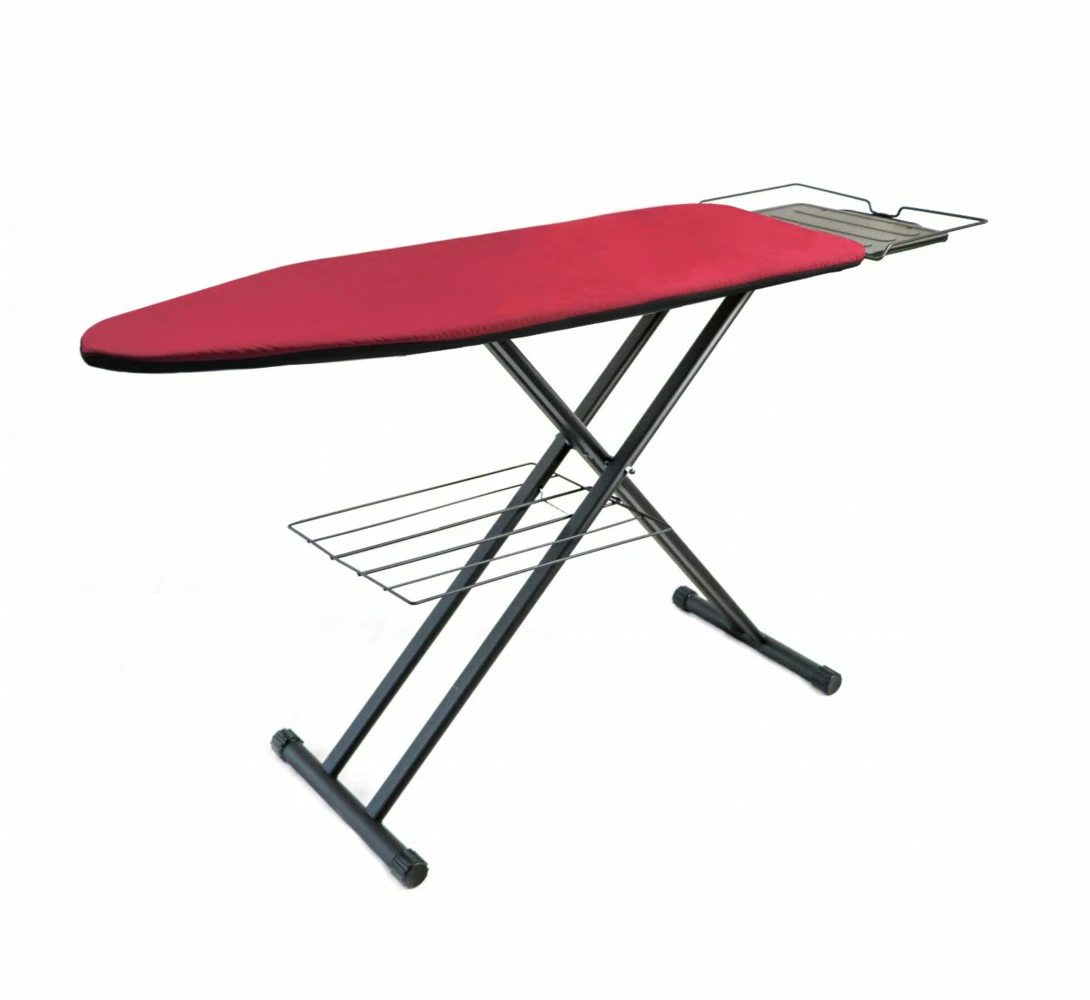 Asse da stiro 122 x 40 cm nero con copriasse bordeaux