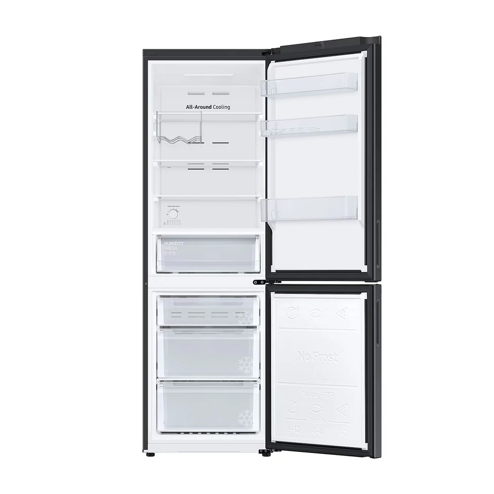 Samsung TOTAL NO FROST 344 LT 60CM AND BLACK combined freestanding refrigerator RB33B612EBN/EF
