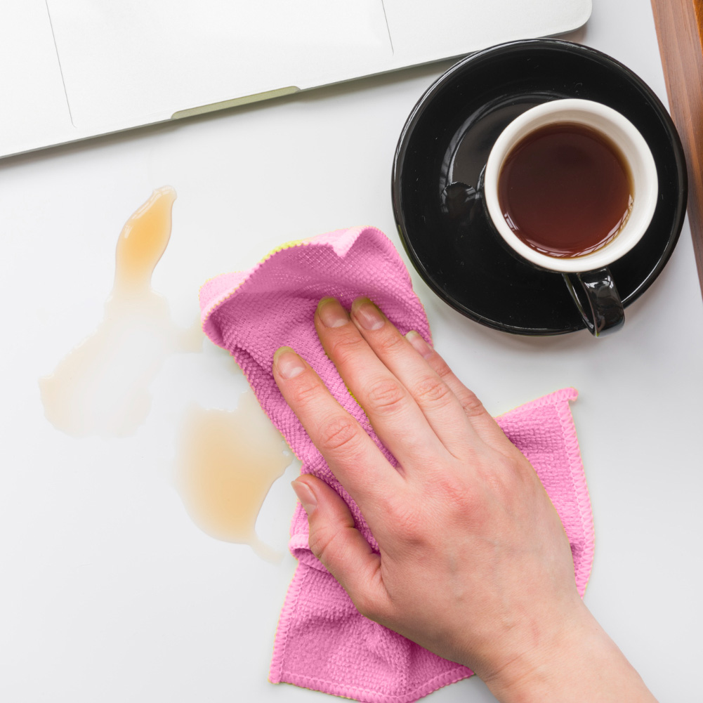 Angee red multi-purpose cloth with abrasive angle