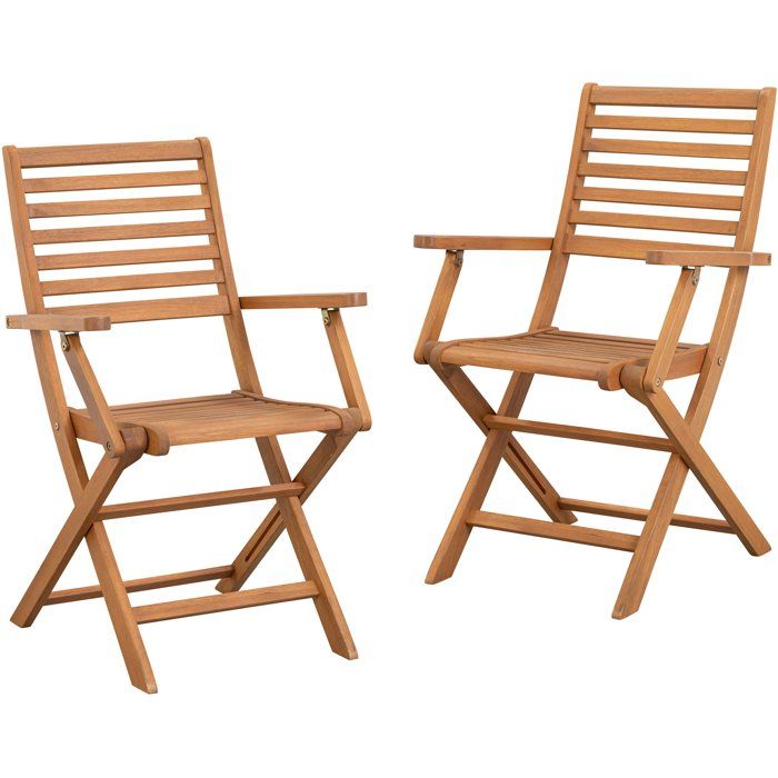 Set of 2 FSC eucalyptus folding garden chairs - 57.5x56x90cm