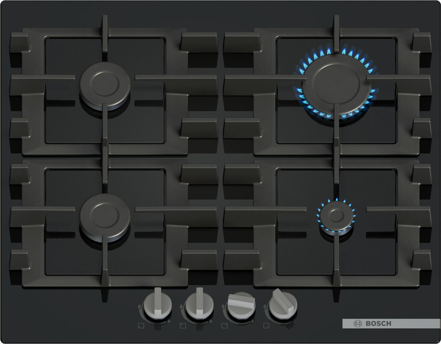 Bosch 60CM BLACK 4-Burner Gas Hob PNP6B6K40