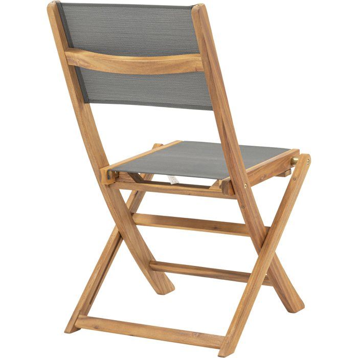 Set of 2 chairs in FSC acacia wood and textilene - Grey