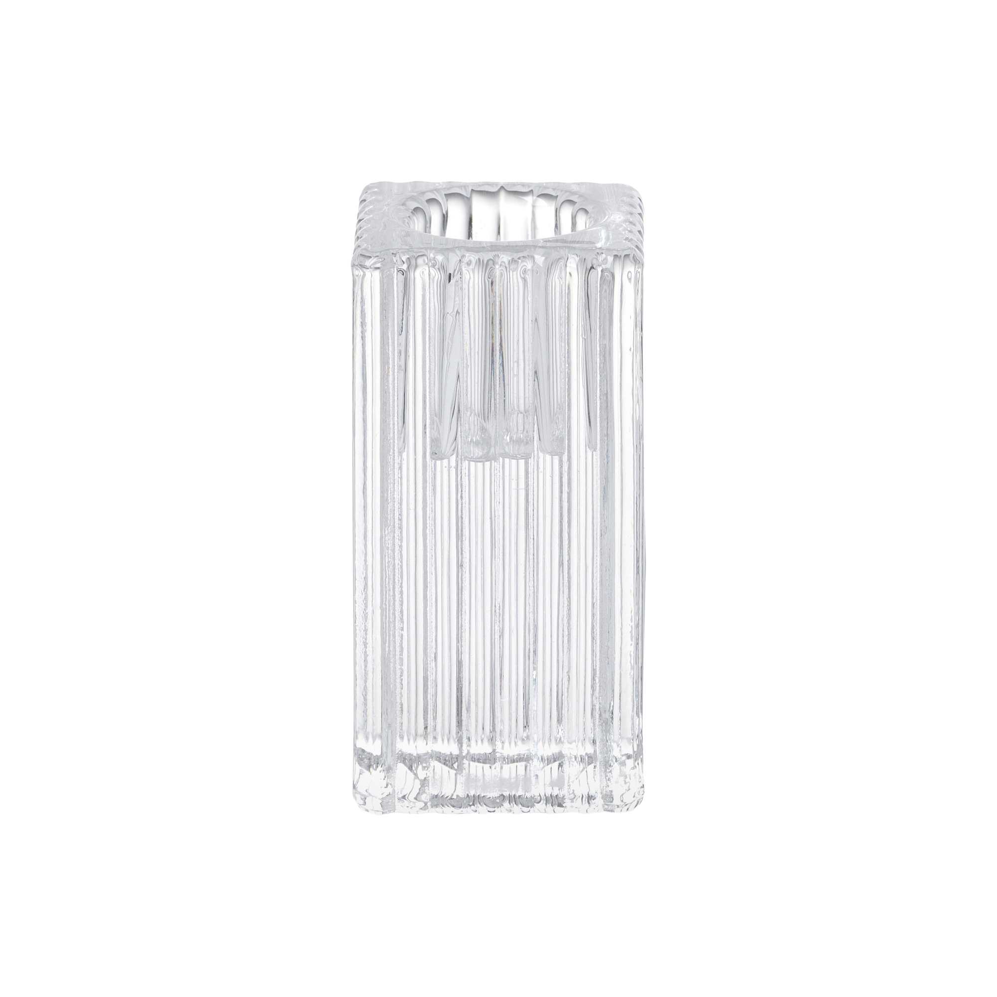 Set of 6 candlesticks in clear striped glass 4 x 4 x h 7.5 cm - Floreal