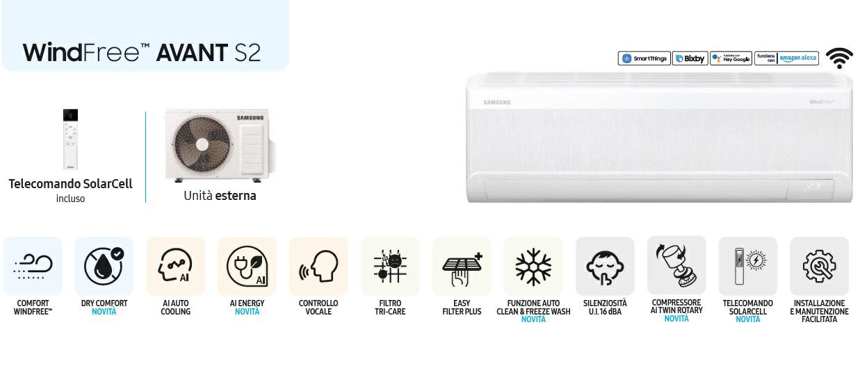 WINDFREE AVANT S2 WIFI A++/A++ Samsung Monoslit Air Conditioner 9000 btu F-AR09AV2